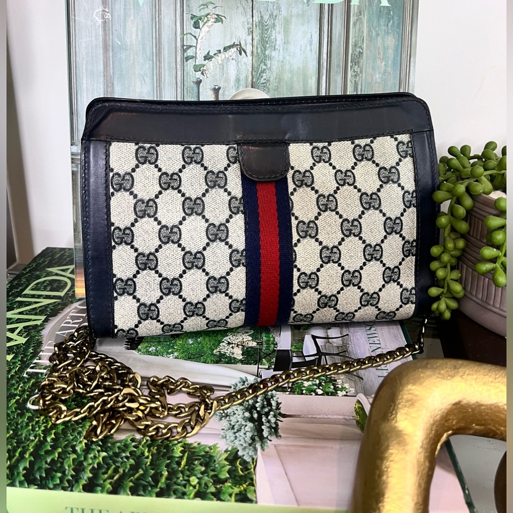 Beautiful Crossbody Gucci cherry line blue Navy Blue